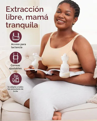 Vista 2 de Momcozy – Sujetador de bombeo con manos libres, sujetador ajustable para sostener bombas y lactancia, sujetador de bombeo y lactancia en uno Beige