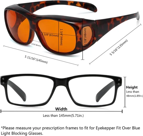 Vista 5 de Eyekepper Paquete de 2 lentes de bloqueo de luz azul que se ajustan sobre anteojos de computadora