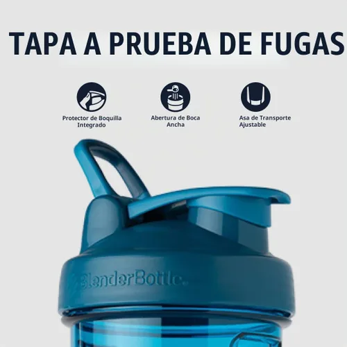 Vista 2 de BlenderBottle - Botella agitadora Pro Series perfecta para batidos de proteínas y preentrenamiento, 24 onzas, color azul océano