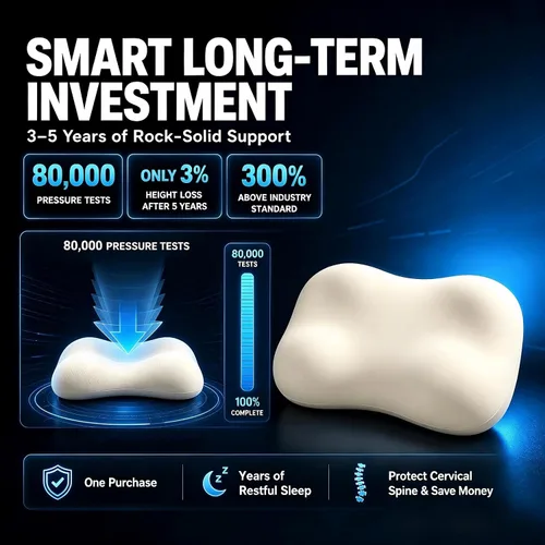 Vista 5 de Almohada cervical para aliviar el dolor de cuello, almohada ergonómica para dormir de lado y dormir profundo Blanco