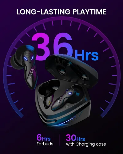 Vista 6 de EKSA GT1 - Auriculares inalámbricos para videojuegos, Bluetooth de 45 ms, ultra baja latencia, con modo de juegomúsica, auriculares con micrófono