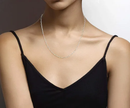 Vista 3 de Miabella Collar de cadena de eslabones de clip de plata de ley 925 maciza italiana de 0.098 in para mujeres y hombres, fabricado en Italia