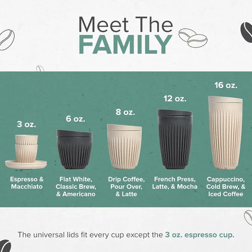 Vista 7 de Huskee Juego de espresso de 3 oz - Carbón (2 unidades)