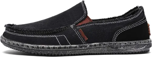 Vista 2 de CASMAG Zapatos de tela para hombre, estilo casual, zapatos de lona antideslizantes para ocio, estilo vintage, zapatos náuticos planos