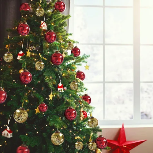 Vista 3 de Juego de 4 adornos de vidrio de mercurio rojo (bola antigua en relieve de 3.15 pulgadas) perfectos para árbol de Navidad, decoración colgante