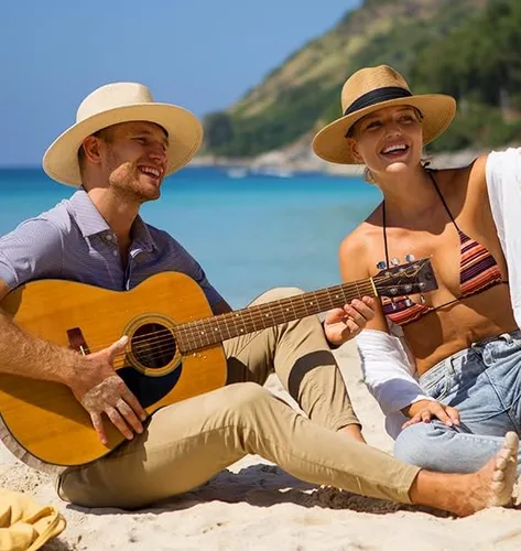 Vista 6 de FURTALK Womens Mens Wide Brim Straw Panama Hat Fedora Summer Beach Sun Hat UPF Straw Hat for Women