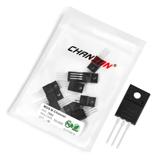 Vista 110 de Chanzon 2N60 TO-220AB NMOS MOS N-Channel Power MOSFET Transistor, alto voltaje y corriente nominal, (paquete de 10 unidades)