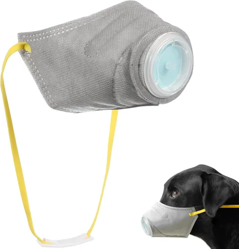 Vista 10 de Cubrebocas protector transpirable para perro, para polvo, 5 filtros, ajustable, cara de perro pequeño para contaminación al aire libre, bozal ligero
