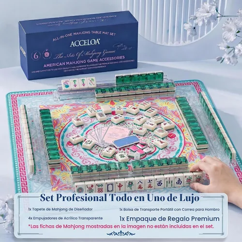 Vista 4 de American Mahjong Mat and Racks Set: 31.5" x 31.5" Neopreno impermeable Mandala Boho