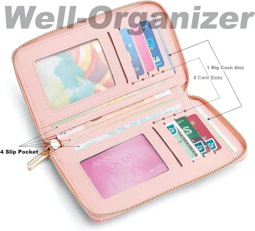 Vista 3 de Valentoria Bolso cruzado pequeño para teléfono celular, cartera de cuero para tarjetas de mano para mujer