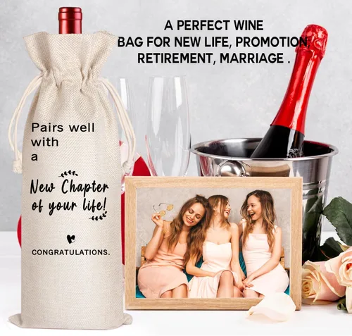 Vista 7 de LANBAIHE Bolsa de vino para regalos de trabajo, regalos de despedida para amigos, compañeros de trabajo, mujeres, colegas, jefes, bolsa de vino