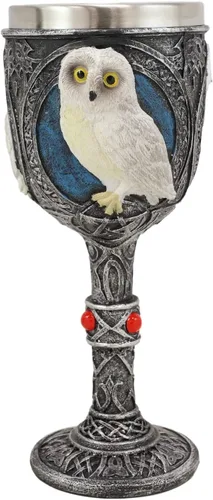 Vista 6 de Ebros Dazed Blancanieves Búho Blanco Nieve - Vajilla adorable de Tundra ártica con tatuaje tribal celta nudos y piedras preciosas rojas