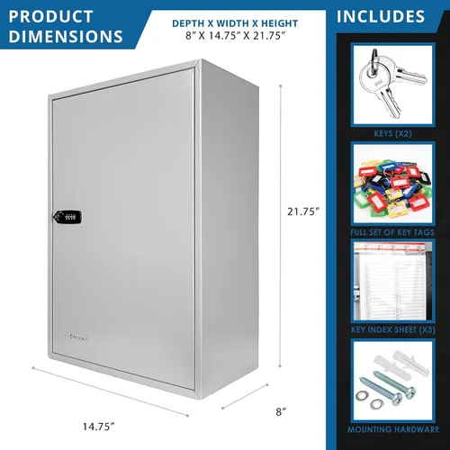 Vista 8 de BARSKA Caja ajustable de 300 llaves con cerradura de combinación, color gris