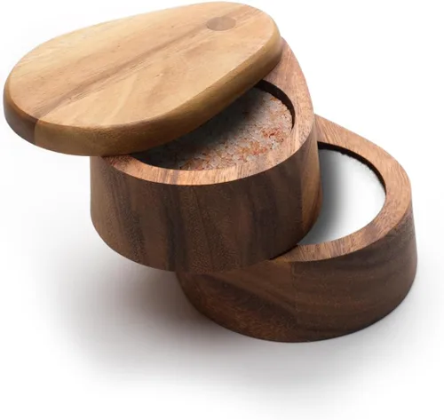 Vista 11 de Ironwood Gourmet 28221 Recipiente para guardar la sal de los Apalaches, madera de acacia, 4 x 4 x 2.5 pulgadas, marrón