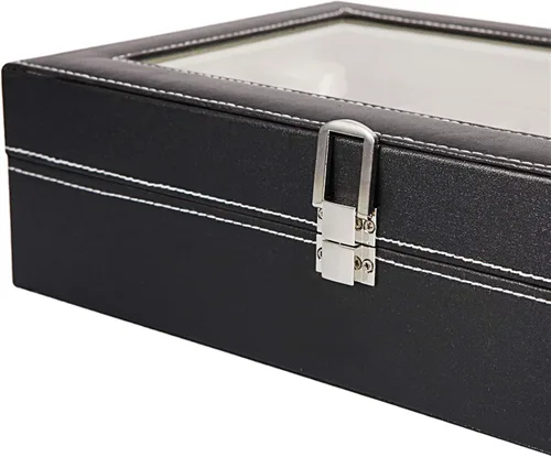 Vista 6 de Estuche de exhibición de joyas y relojes, organizador de caja de reloj de cuero de alta calidad, caja de almacenamiento para hombres y mujeres