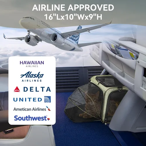 Vista 3 de Petsfit Transportador Expandible para Conejos Transportadores de Conejitos, Transportador de Mascotas de 16 Pulgadas Aprobado por Aerolíneas con 2