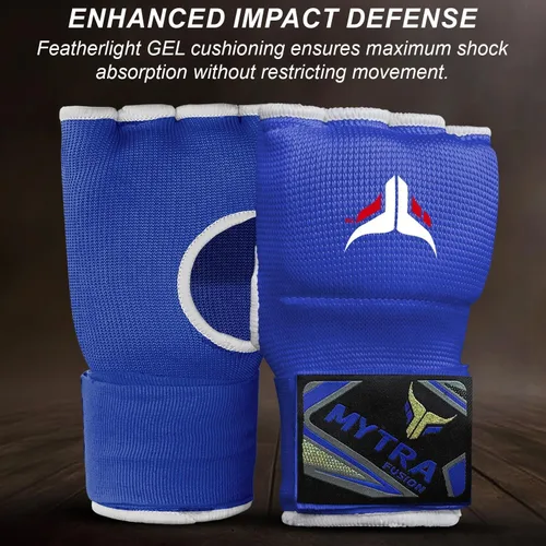 Vista 4 de Mytra Fusion Guantes interiores híbridos de boxeo para niños, boxeo, artes marciales mixtas, Muay Thai, gimnasio, entrenamiento, gel, guantes