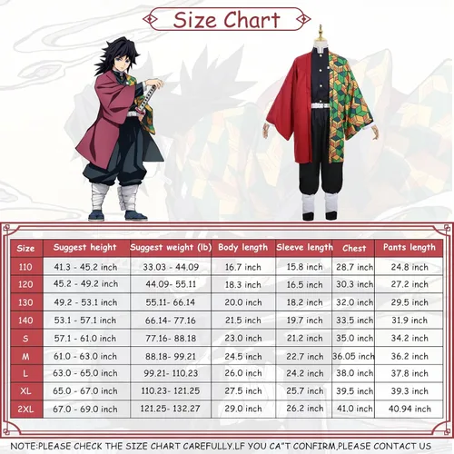 Vista 6 de TSCMRCDC Cosplay Costume Tomioka Giyuu Anime Cosplay Costume Outfits Cape Christmas Halloween Uniform for Kids and Adult