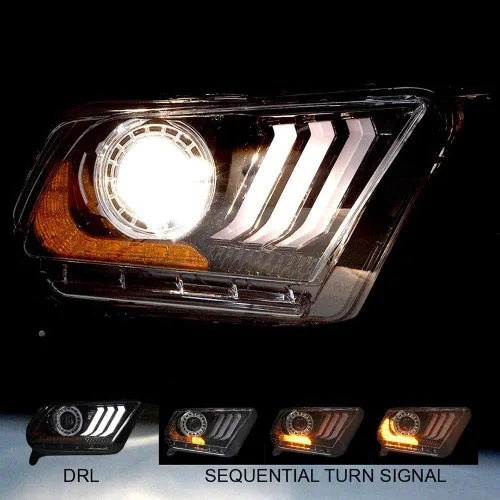 Vista 7 de Winjet Serie Renegade compatible con 2010 2011 2012 S197 Ford Mustang S550 estilo LED DRL proyector secuencial rendimiento mercado de accesorios par