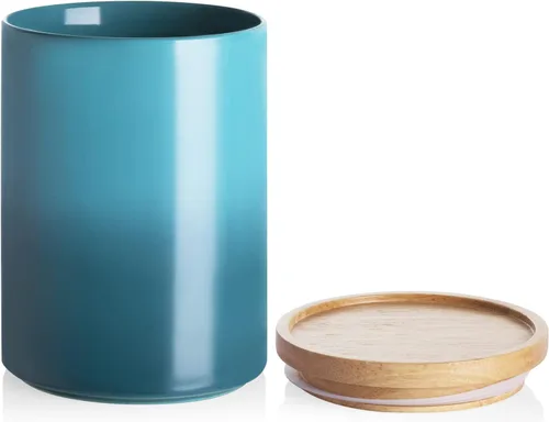 Vista 49 de Recipientes de cocina Sweejar, tarro de almacenamiento de cerámica para alimentos, recipientes apilables con tapa hermética de madera para servir