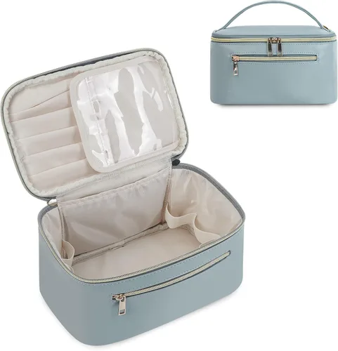 Vista 21 de Wandering Nature Bolsa de Maquillaje, Organizador de Maquillaje de Viaje, Estuche de Brochas Cosméticas para Mujeres en Cuero Vegano Ecológico, M