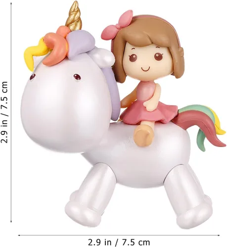 Vista 6 de Toyvian Decoración de pastel de unicornio de dibujos animados, figura de resina, decoración de pastel de unicornio para niña, decoración de fiesta