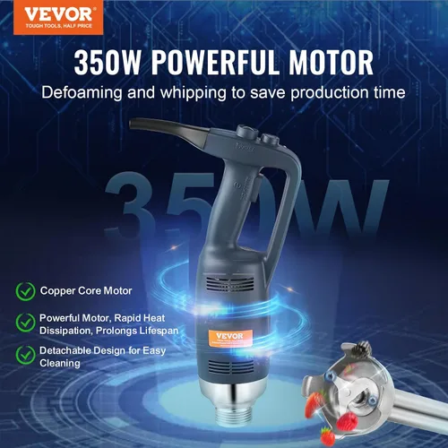 Vista 2 de VEVOR Batidora de Inmersión Comercial, Mezclador de Mano de 350W de Alta Resistencia, Mezclador de Velocidad Variable Sin Escalas de 16 Pulgadas