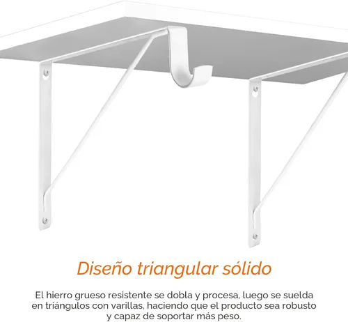 Vista 3 de Paquete de 4 estantes de armario resistentes y soportes de barra, soportes de estante de armario montados en la pared, soportes de estante