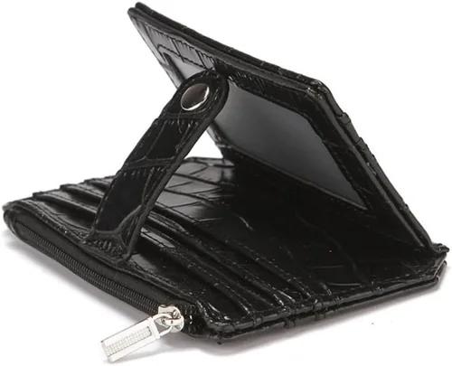 Vista 6 de Amosfun Cartera de piel sintética con diseño de cremallera, práctico monedero para tarjetas en efectivo