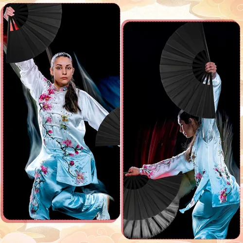 Vista 4 de 15 abanicos de mano plegables grandes para baile de línea, aplaudiendo, fanáticos rave, a granel para hombres y mujeres, bailando, chino, japonés