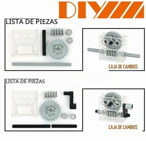 Vista 2 de Juego de piezas técnicas, engranajes, ruedas y eje, conector de pasador, estante de pasador, diferencial de volante, bloques de construcción MOC 136