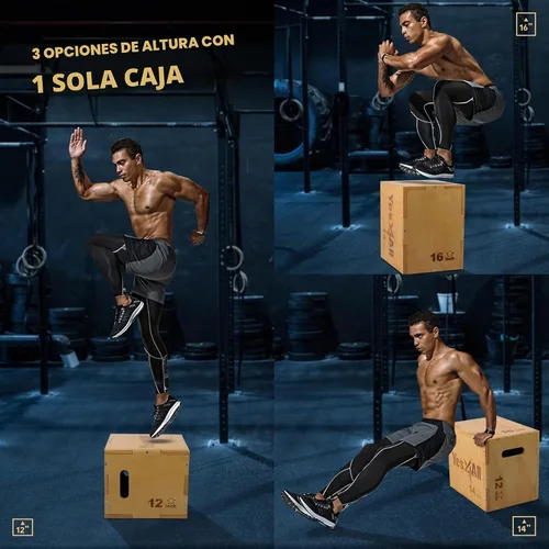 Vista 2 de Yes4All Plyo Box, 3-in-1 Wooden Box Jump for Home Gym, Lunges, Squats, Dips