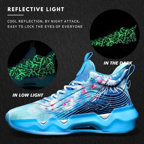 Vista 5 de Promenie Zapatos de baloncesto de caña alta para hombre, inspirados en graffiti, calzado deportivo con soporte superior, diseño antideslizante