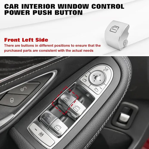 Vista 6 de x xotic tech Tapa de repuesto para interruptor maestro de elevalunas de automóvil, color plateado, compatible con Mercedes Benz C E S GLC Clase W205