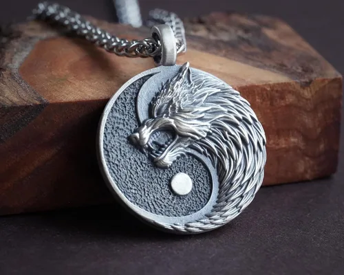 Vista 32 de Collar Yin Yang para hombre, joyería colgante de alta calidad de aspecto antiguo, regalos de Yin Yang, joyería vikinga para hombres