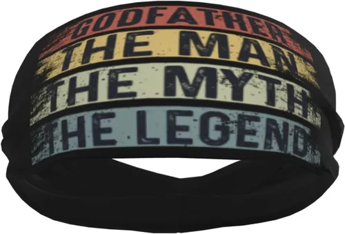 Vista 4 de Godfather The Man The Myth The Legend- Headband for Men Women Sports Sweatband for Fitness Exercise Moisture Wicking Running Yoga Hairbands