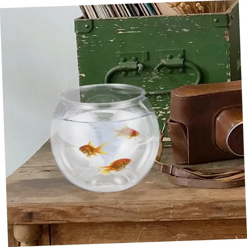 Vista 4 de Hemobllo Tanque de peces redondo transparente Jarrón hidropónico de plástico pequeño tanque de peces tanque de terrario Betta Fish Bowl Plantador