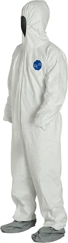 Vista 4 de DuPont Tyvek 400 TY122S Buzo de seguridad desechable, con protector de botas, XL, paquete de 25
