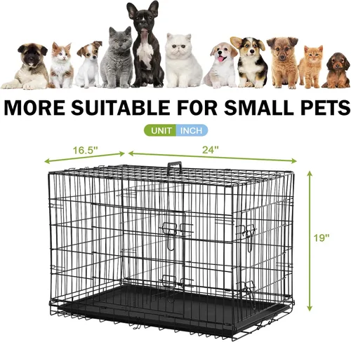 Vista 6 de Jaula negra para perros de 24 pulgadas, grande, XXL, plegable para perros grandes, jaulas de alambre de metal, jaula de segregación de animales
