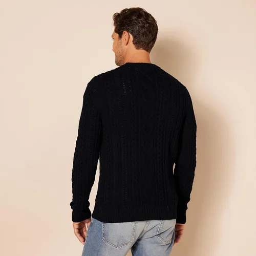 Vista 3 de Suéter de manga larga para hombre Tienda Essentials, 100% algodón, cuello redondo
