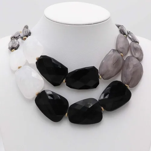 Vista 6 de Rosemarie Collections Conjunto de collar y pendientes elegantes con resina pulida ombre para mujer, 40,6 cm + 7,6 cm de extensor