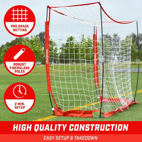 Vista 3 de GoSports Elite Soccer Goals – Redes de fútbol portátiles de 12 x 6 pies y 6 x 4 pies para juegos o práctica – Incluye 6 conos, funda de transporte