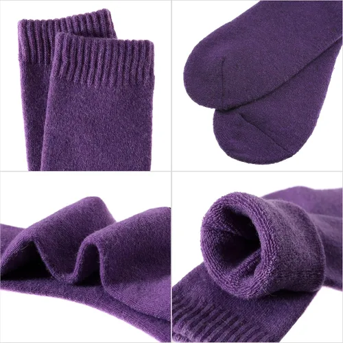 Vista 5 de MQELONG Calcetines deportivos de invierno para mujer, 5 pares, suaves, gruesos, cómodos, informales, de algodón, cálidos