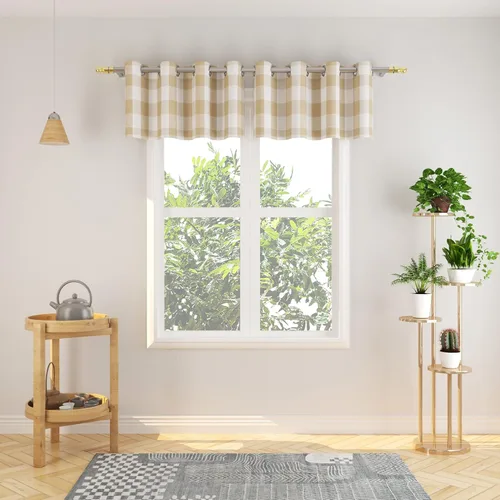Vista 77 de Cortinas de 24 pulgadas de largo con diseño Buffalo Check Gingham Plaid para ventanas de cocina y baño, tratamiento para ventanas con 2 paneles