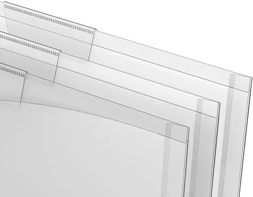 Vista 3 de Bolsillos para archivos resistentes a la humedad, tamaño carta, construcción transparente y duradera con cierre de solapa para protección