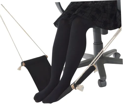 Vista 2 de Hamaca de pie ajustable portátil Mini oficina soporte de reposapiés para uso debajo del escritorio Diseño de lona ligera para la relajación Negro