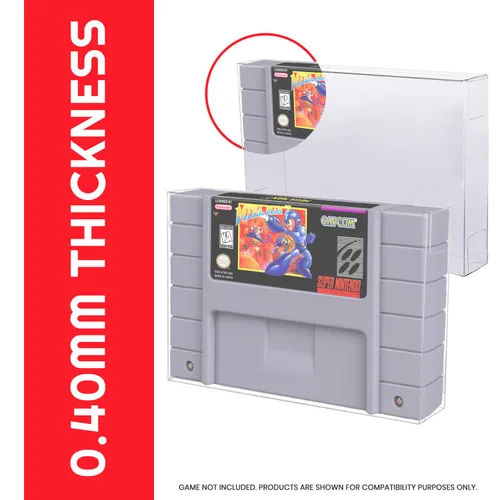 Vista 5 de SNES Games Cartridge Protector Compatible for Super Nintendo SNES Games Cartridge - 0.40 MM Thick, Anti-Dust, Acid-Free SNES Super Games Cart, Clear