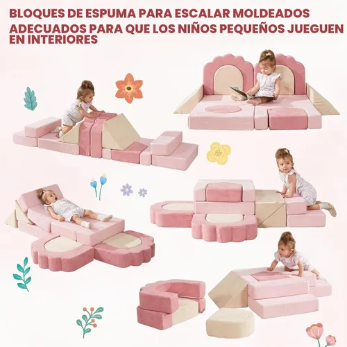 Vista 6 de Juguetes de escalada de espuma para niños pequeños, 13 piezas de bloques de escalada suaves