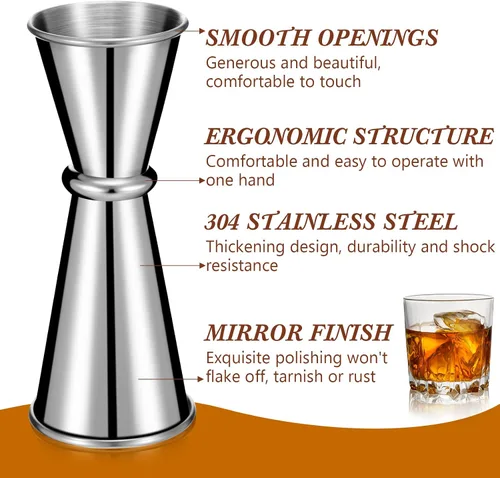 Vista 3 de Jigger de 6 piezas para bartending doble cóctel japonés Jigger 2 oz 1 oz acero inoxidable vaso medidor para el hogar, bar, bebida, cocina