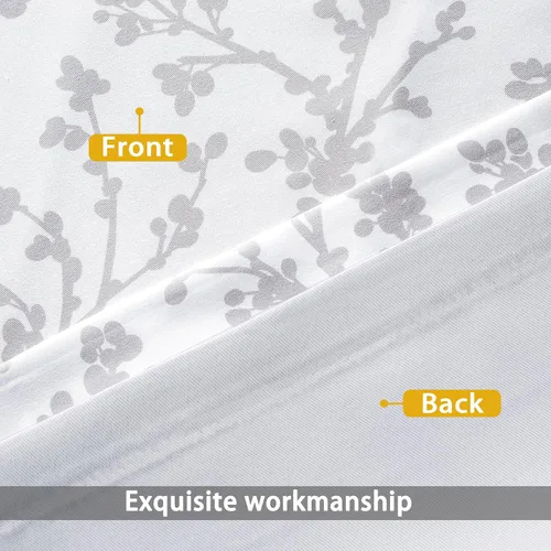 Vista 4 de DriftAway Cenefas opacas de 18 pulgadas gris y blanco para ventanas, dormitorio, sala de estar, bolsillo para cortinero, árbol de granja, rama